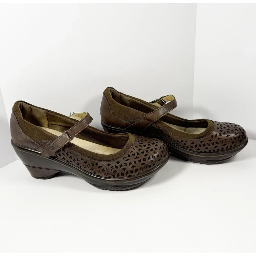 JBU By Jambu Alicante Mary Jane Wedge Heel Clog Buckle Memory Foam Y2K Brown 9M - Picture 2 of 16